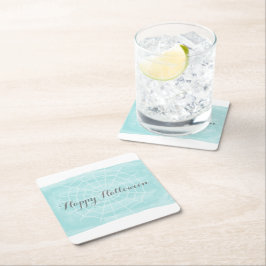 Aqua Watercolor Spider WebHalloween Rechteckiger Pappuntersetzer