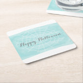 Aqua Watercolor Spider WebHalloween Rechteckiger Pappuntersetzer (angewinkelt)