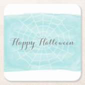 Aqua Watercolor Spider WebHalloween Rechteckiger Pappuntersetzer (Vorderseite)
