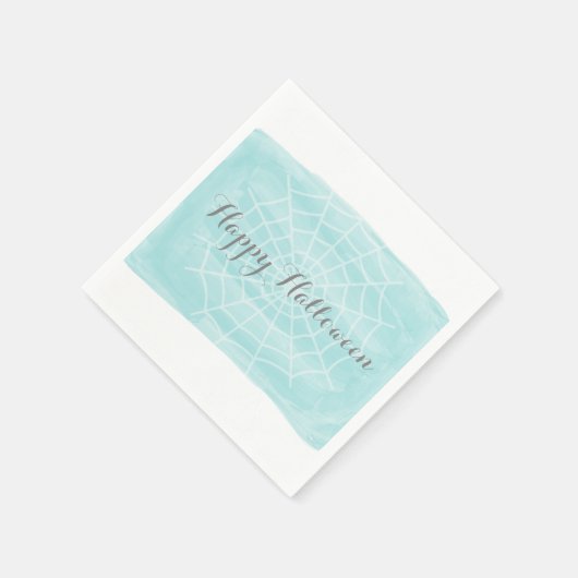 Aqua Watercolor Spider WebHalloween Serviette (Ecke)