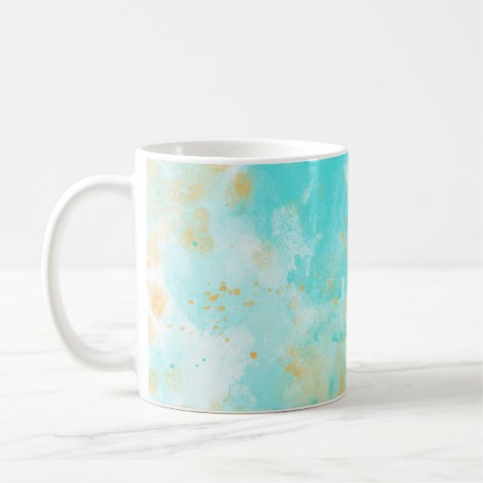 Aqua Watercolor Splash & Spritzer Tasse (Links)