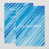 Aqua Watercolor Streifen Babydusche Einladung (Vorne/Hinten)