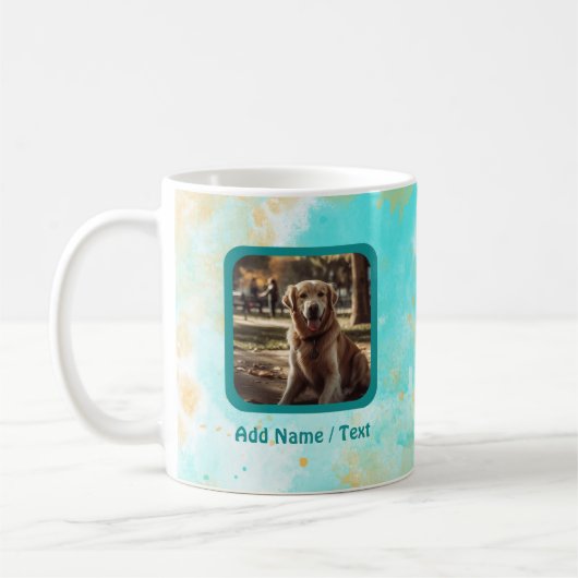 Aqua Watercolor Wash Personalizable Foto Tasse (Links)