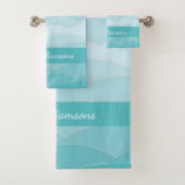 Aqua Wave Gradient | Modern Ocean Pattern Badhandtuch Set (Insitu)