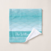 Aqua Wave Gradient | Modern Ocean Pattern Badhandtuch Set (Waschlappen)