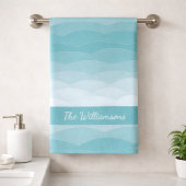 Aqua Wave Gradient | Modern Ocean Pattern Badhandtuch Set