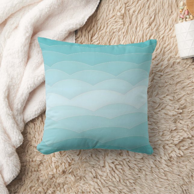 Aqua Wave Gradient | Modern Ocean Pattern Kissen (Decke)