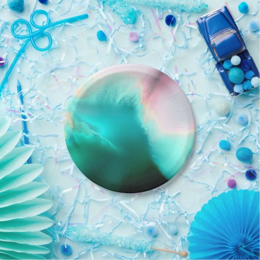 Aqua Wave Paper Plate Pappteller (Party)