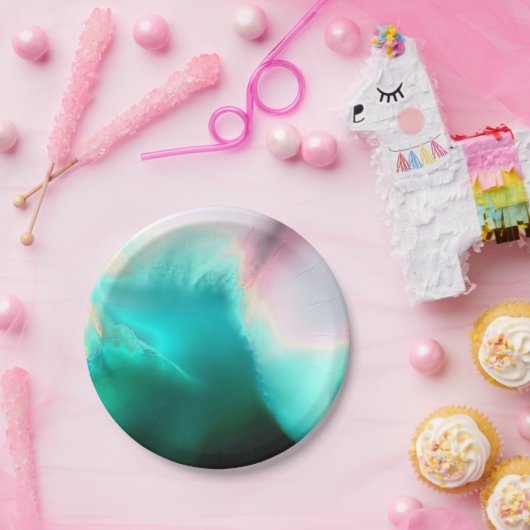 Aqua Wave Paper Plate Pappteller (Party)