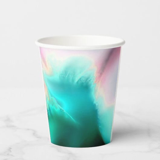 Aqua Wave Print Paper Cup Pappbecher (Rückseite)