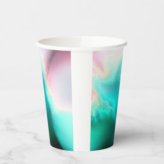 Aqua Wave Print Paper Cup Pappbecher (Links)