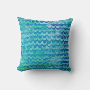 Aqua Waves Throw Kissen