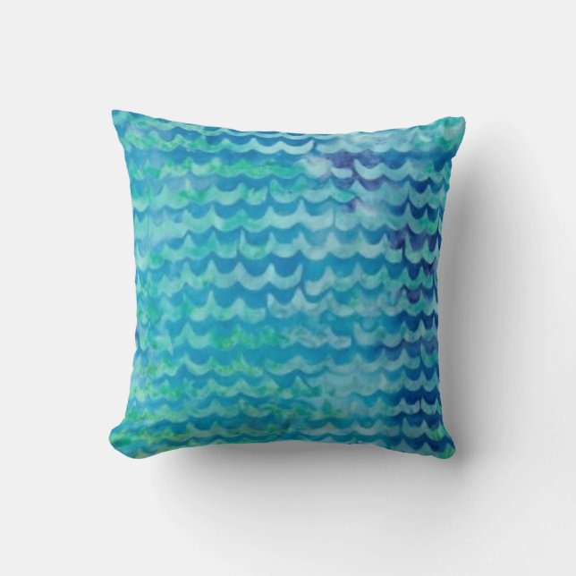 Aqua Waves Throw Kissen (Vorderseite)