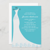 Aqua Wedding Gown Brautparty Einladung (Vorne/Hinten)