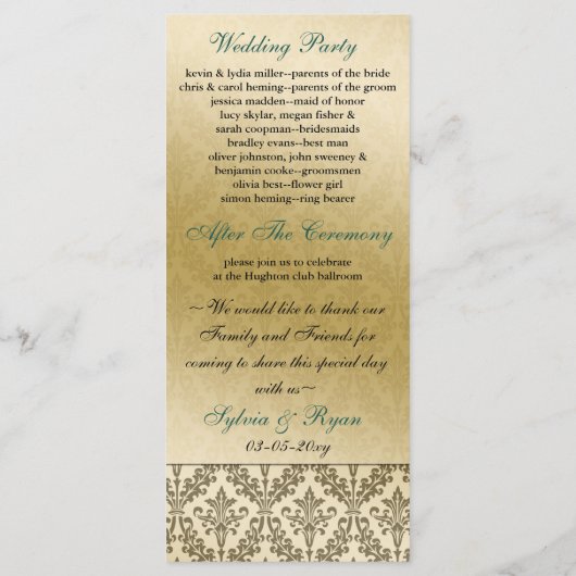 Aqua Wedding-Programm Programm (Rückseite)