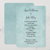 Aqua Wedding Rose Einladung (Vorne/Hinten)