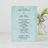 Aqua Wedding Rose Einladung (Stehend Vorderseite)