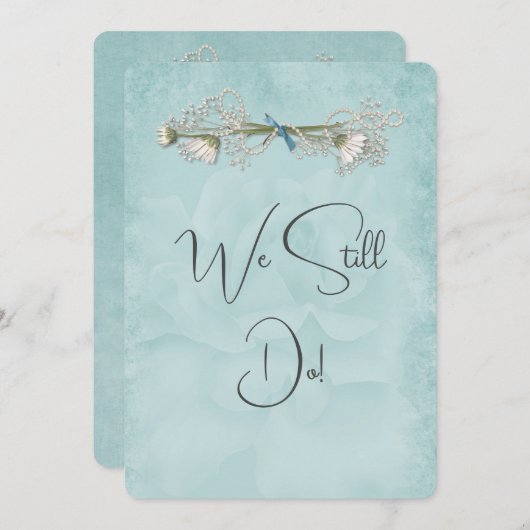 Aqua Wedding Rose Einladung (Vorne/Hinten)