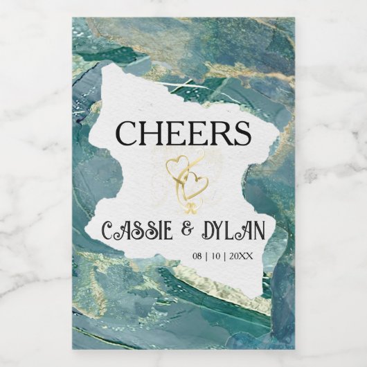 Aqua Wedding Wine Labels Weinetikett (Einzelnes Label)