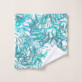 Aqua Weiden Blätter und Streifen Badetuch Set (Waschlappen)