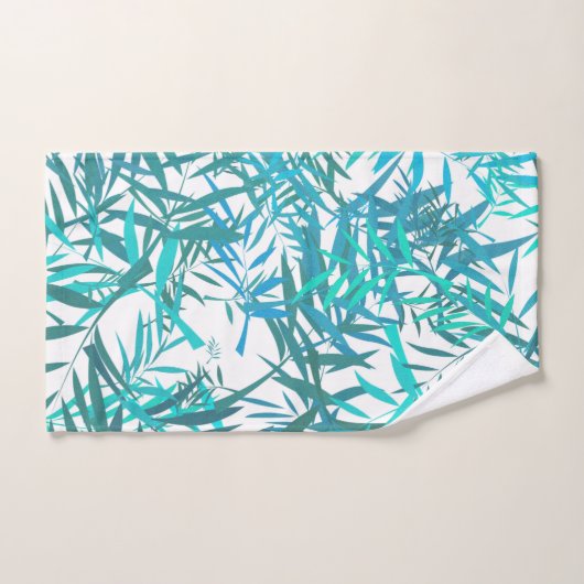 Aqua Weiden Blätter und Streifen Badetuch Set (Handtuch)