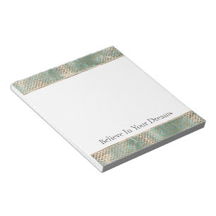 Aqua Weiß Gold Schlangen Druck Notizblock