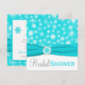 Aqua, Weiß, graues Schneeflocke-Brautparty laden Einladung (Vorne/Hinten)