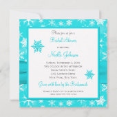 Aqua, Weiß, graues Schneeflocke-Brautparty laden Einladung (Rückseite)