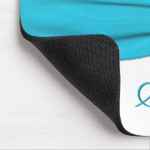 Aqua, Weiß und Schwarz-Damast Mousepad (Ecke)