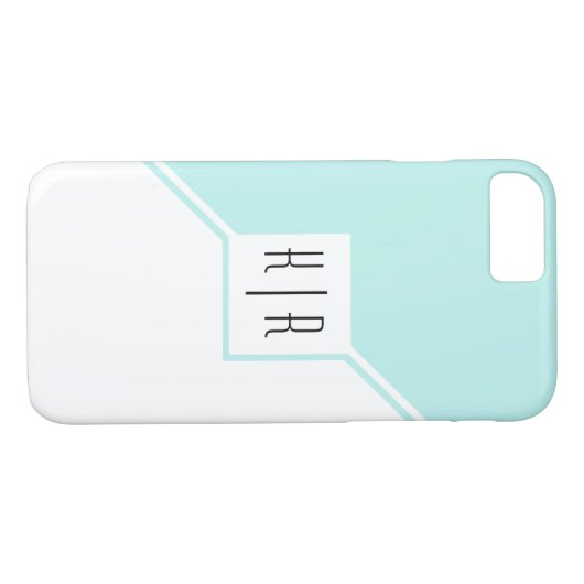 Aqua, weiße Dreiecke, monogramm moderne geometrisc Case-Mate iPhone Hülle (Rückseite (Horizontal))