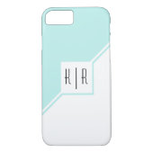Aqua, weiße Dreiecke, monogramm moderne geometrisc Case-Mate iPhone Hülle (Rückseite)