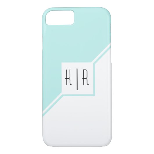Aqua, weiße Dreiecke, monogramm moderne geometrisc Case-Mate iPhone Hülle (Rückseite)