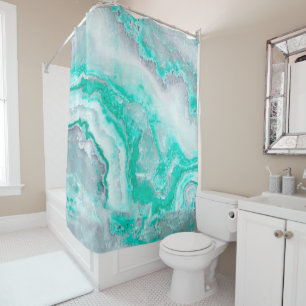 Aqua-weißer Edelstein-Achat-Mineral-Quarz Duschvorhang