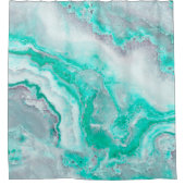 Aqua-weißer Edelstein-Achat-Mineral-Quarz Duschvorhang (Vorderseite)