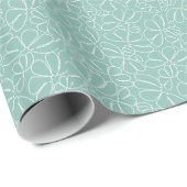 Aqua Whimsical Ikat Floral Petal Doodle Muster Geschenkpapier (Rolleneckpunkt)
