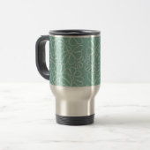 Aqua Whimsical Ikat Floral Petal Doodle Muster Reisebecher (Vorderseite Links)