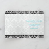Aqua, White and Black Damask Danke Karte (Innenseite)