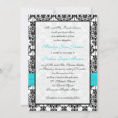 Aqua, White and Black Damask II Einladung zur Hoch (Rückseite)