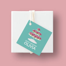 Aqua White and Pink Cupcake Tower Happy Birthday