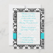 Aqua, White, Black Damask II RSVP-Karte RSVP Karte (Rückseite)