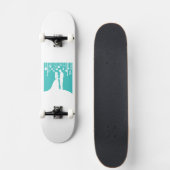 Aqua & White Bridge und Groom Wedding Silhouetten Skateboard (Vorne)
