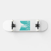 Aqua & White Bridge und Groom Wedding Silhouetten Skateboard (Horizontal)