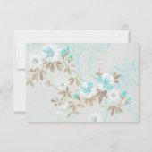 AQUA WHITE CHERRY BLOSSOM SAVE THE DATE RSVP KARTE (Rückseite)