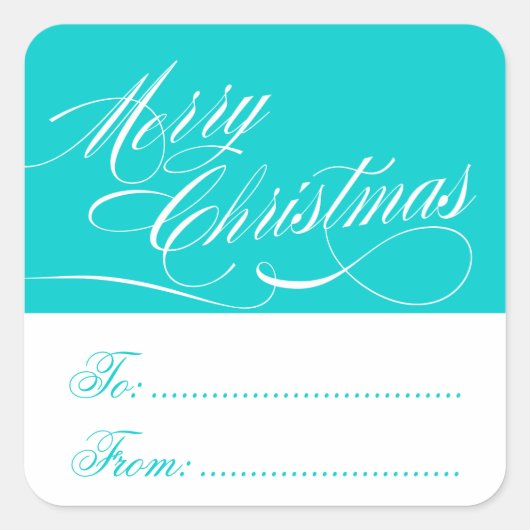 AQUA WHITE CHRISTMAS GIFT TAG STICKERS (Vorderseite)