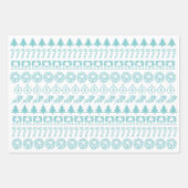 Aqua/White Christmas Iconic Muster Geschenkpapier Set (Vorderseite 2)