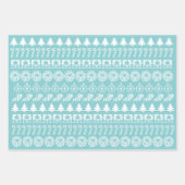 Aqua/White Christmas Iconic Muster Geschenkpapier Set (Vorderseite)