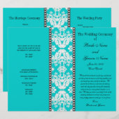 Aqua White Damask Wedding Program (Vorne/Hinten)