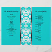 Aqua White Damask Wedding Program (Rückseite)