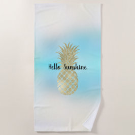 Aqua White Gefärbte Krawatte Gold Ananas Strandtuch
