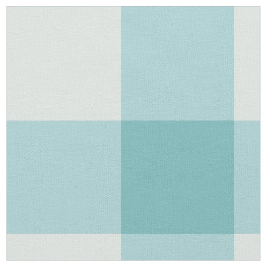 Aqua White Gingham Check Combed Cotton Fabric Stoff (Nahaufnahme)